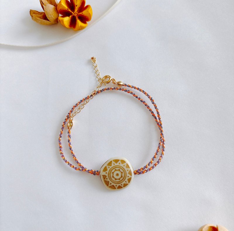 【幸运编绳】古典游牧风格 编绳手链 金线 14K包金 - 手链/手环 - 其他人造纤维 