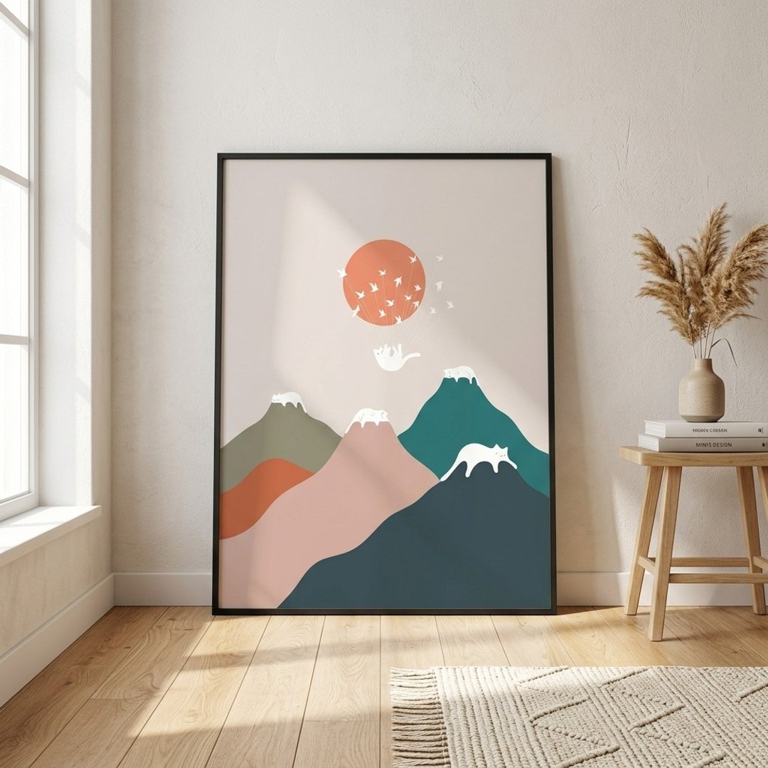 【独家版画】ilovedoodles | 猫咪地景 193- 猫咪群山 - 海报/装饰画/版画 - 纸 