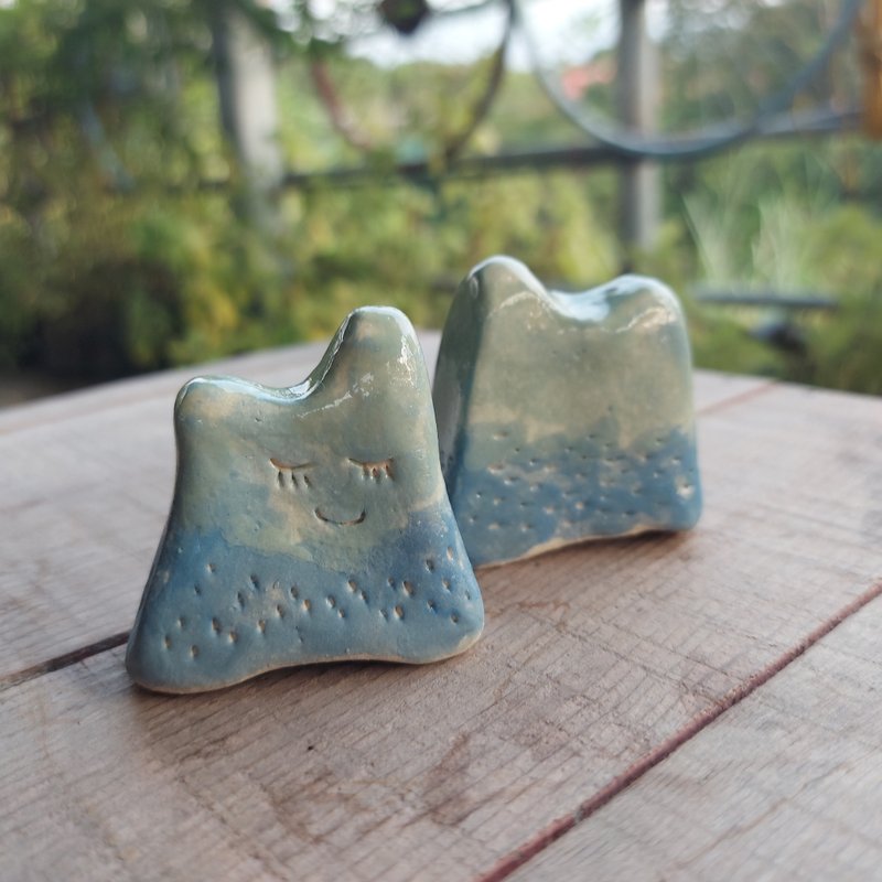 【生活仪式感】迷你山形 花器 筷架 - 摆饰 - 陶 绿色