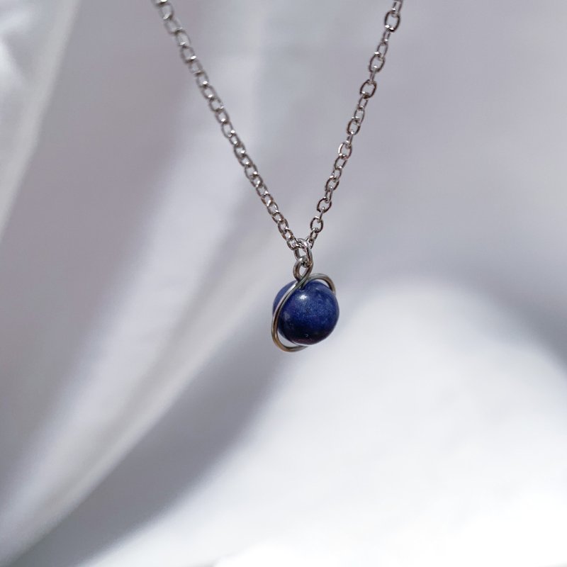 2色入 | 手制蓝纹石圆球防敏钢项链 - Wave Necklace - 项链 - 不锈钢 蓝色