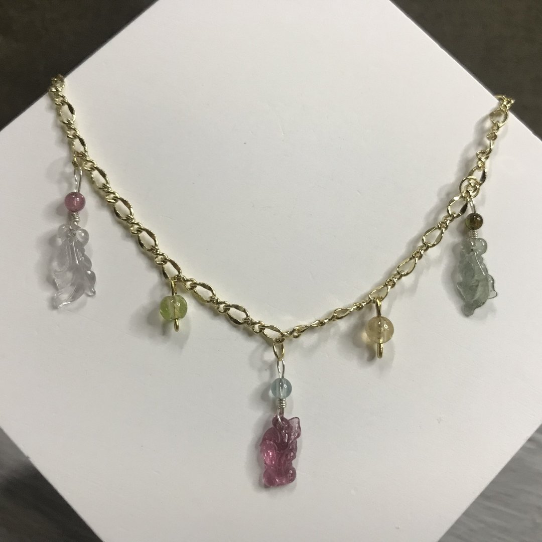 招财旺夫水晶I碧玺电气石Tourmaline14K手链I糖果鱼鱼I情人节礼物 - 手链/手环 - 水晶 