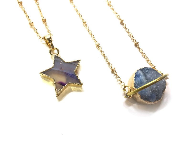 宇宙殒石颈链 - 玛瑙 - 颈链 - 宝石 紫色