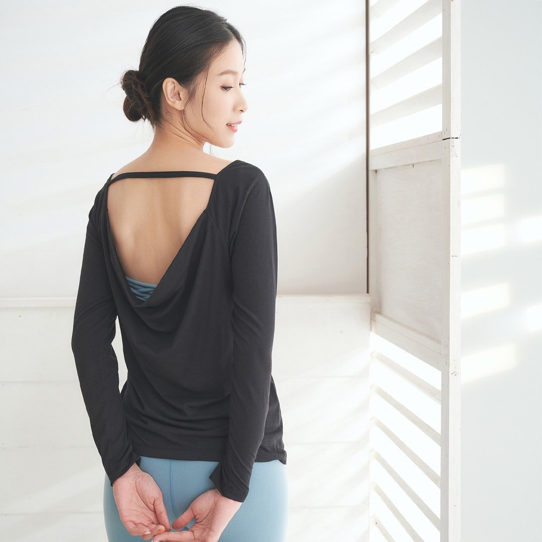 春夏穿搭【Yoga Flow】Soft(L)Sleeve-Black    快速出货 - 女装瑜珈服 - 聚酯纤维 
