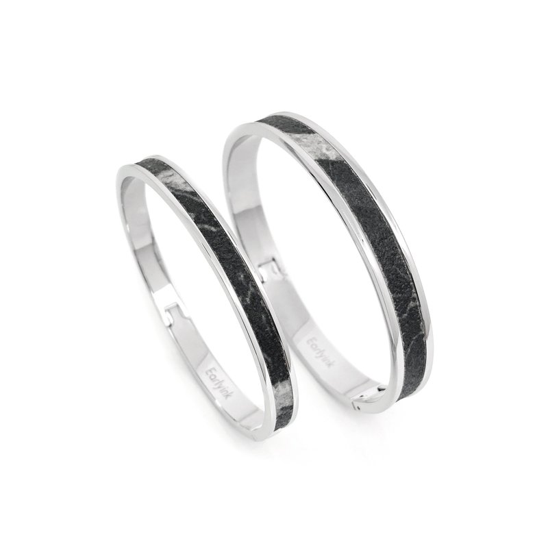 大理石简约设计手环丨情侣闺蜜丨生日礼物丨实用礼物丨银钢矅岩黑 - 手链/手环 - 不锈钢 银色