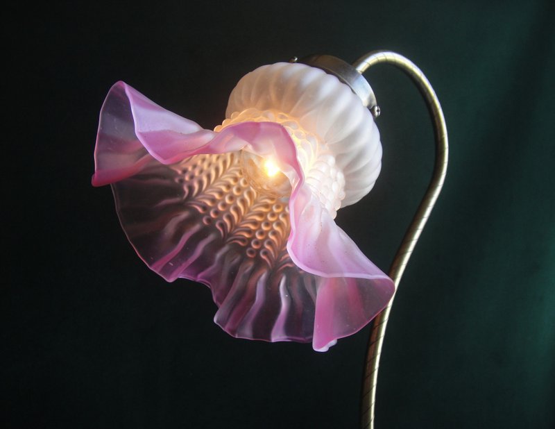 【老时光 OLD-TIME】早期二手大盏玻璃花朵桌灯 - 灯具/灯饰 - 其他材质 