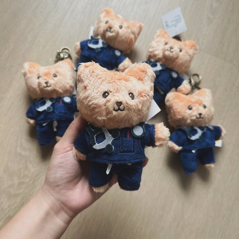 刷手服 林檎小熊穿制服 绒毛玩偶钥匙圈 医生 医师 医疗人员 - 钥匙链/钥匙包 - 聚酯纤维 蓝色