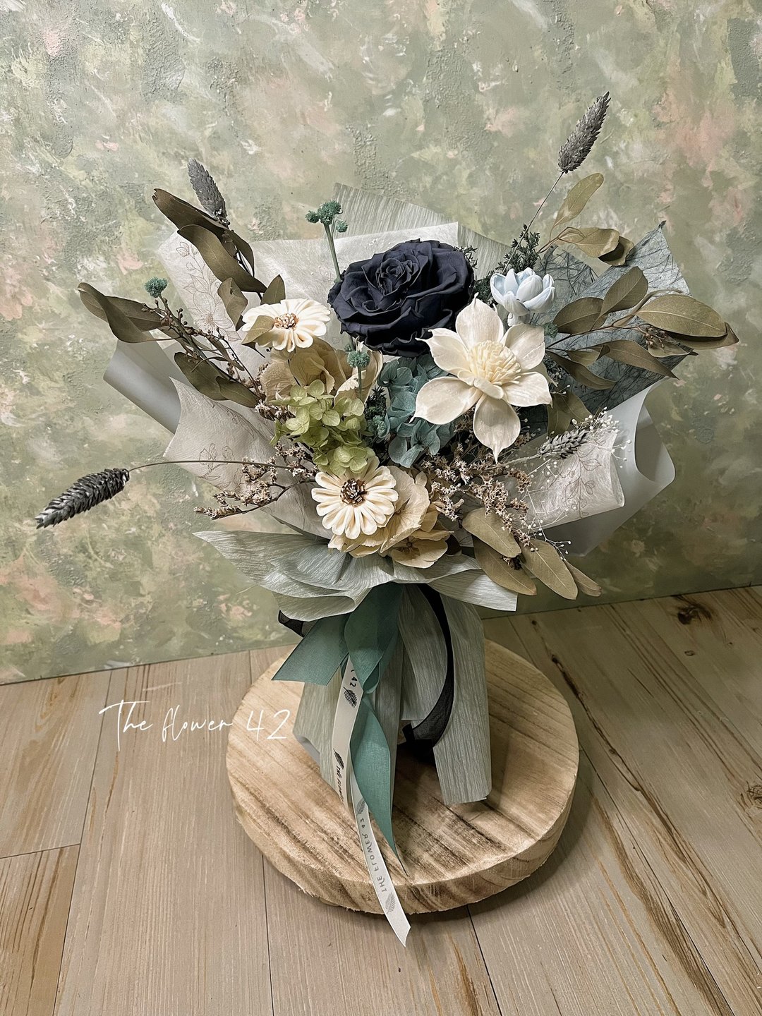 /The flower 42永生花束清新蓝绿版 - 干燥花/捧花 - 植物．花 