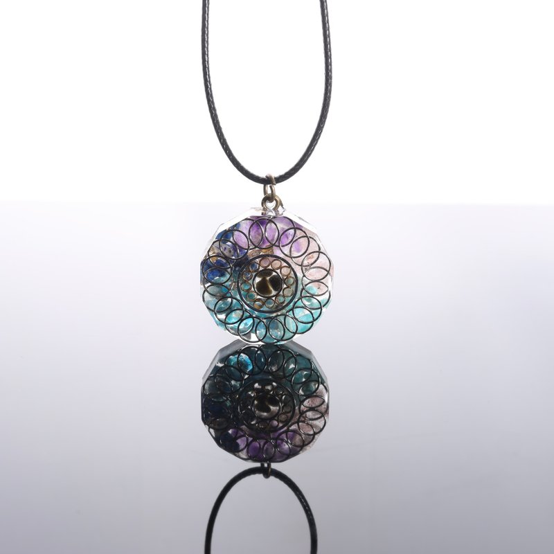 订制交换礼物蓝色曼陀罗矿石能量项链可改钥匙圈/吊饰天然水晶疗 - 颈链 - 半宝石 蓝色