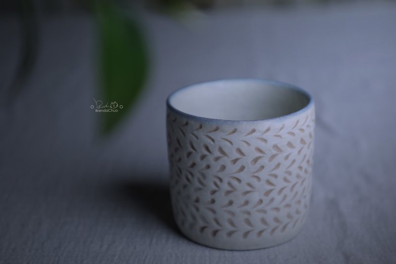 春郎陶-小麦刻纹万用杯 300 ml - 其他杯子 - 陶 白色