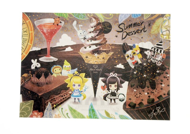 【心梦明信片】爱米莎 黑米莎 夏日限定冰淇淋款明信片 - 卡片/明信片 - 纸 多色