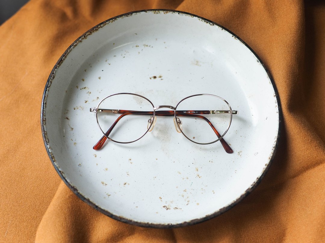 经典纯色简约亮金圆形细框金属眼镜镜框 古董眼镜Japan/glasses - 眼镜/眼镜框 - 贵金属 金色