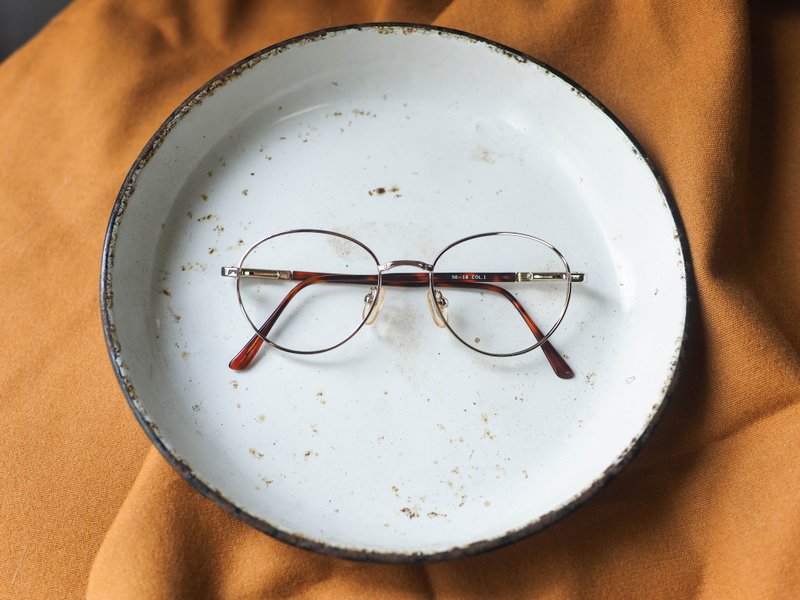 经典纯色简约亮金圆形细框金属眼镜镜框 古董眼镜Japan/glasses - 眼镜/眼镜框 - 贵金属 金色