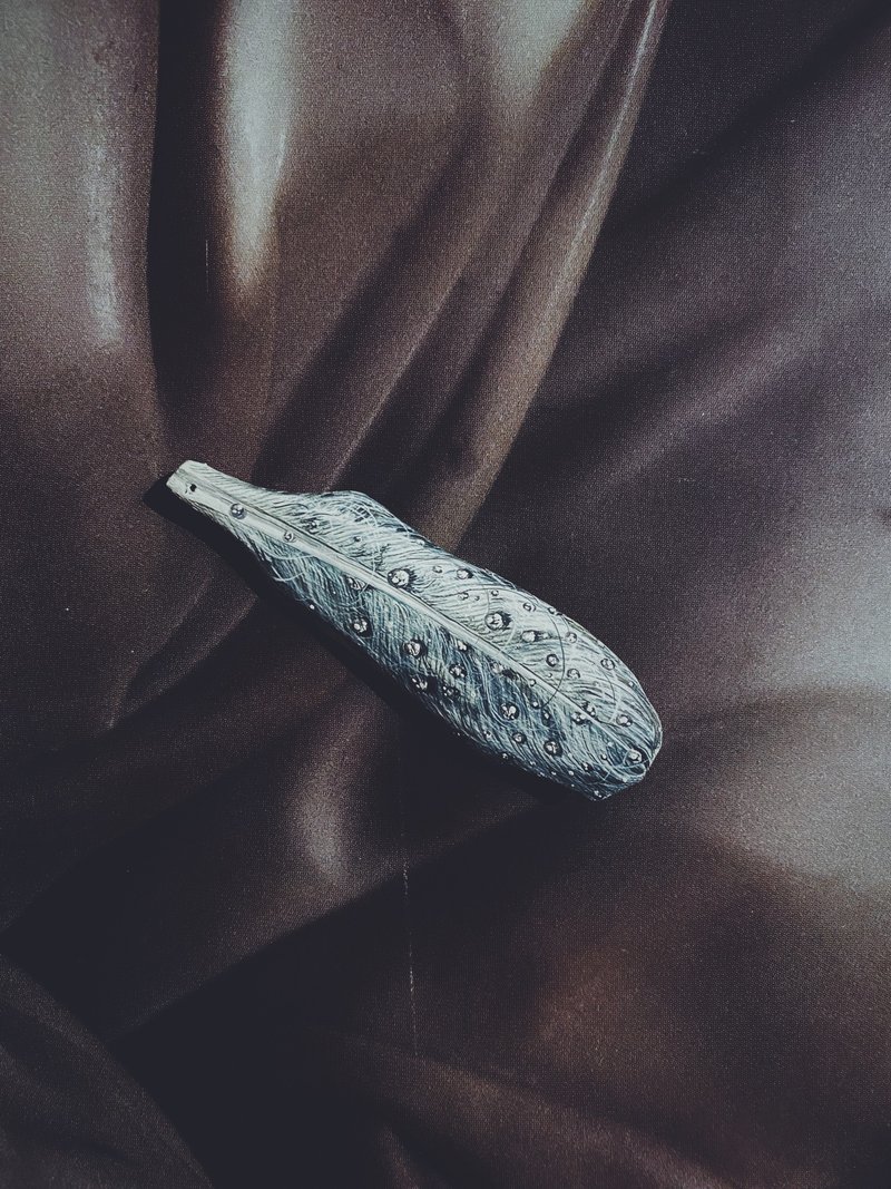 木刻手绘坠饰 - 羽毛 - 其他 - 木头 白色