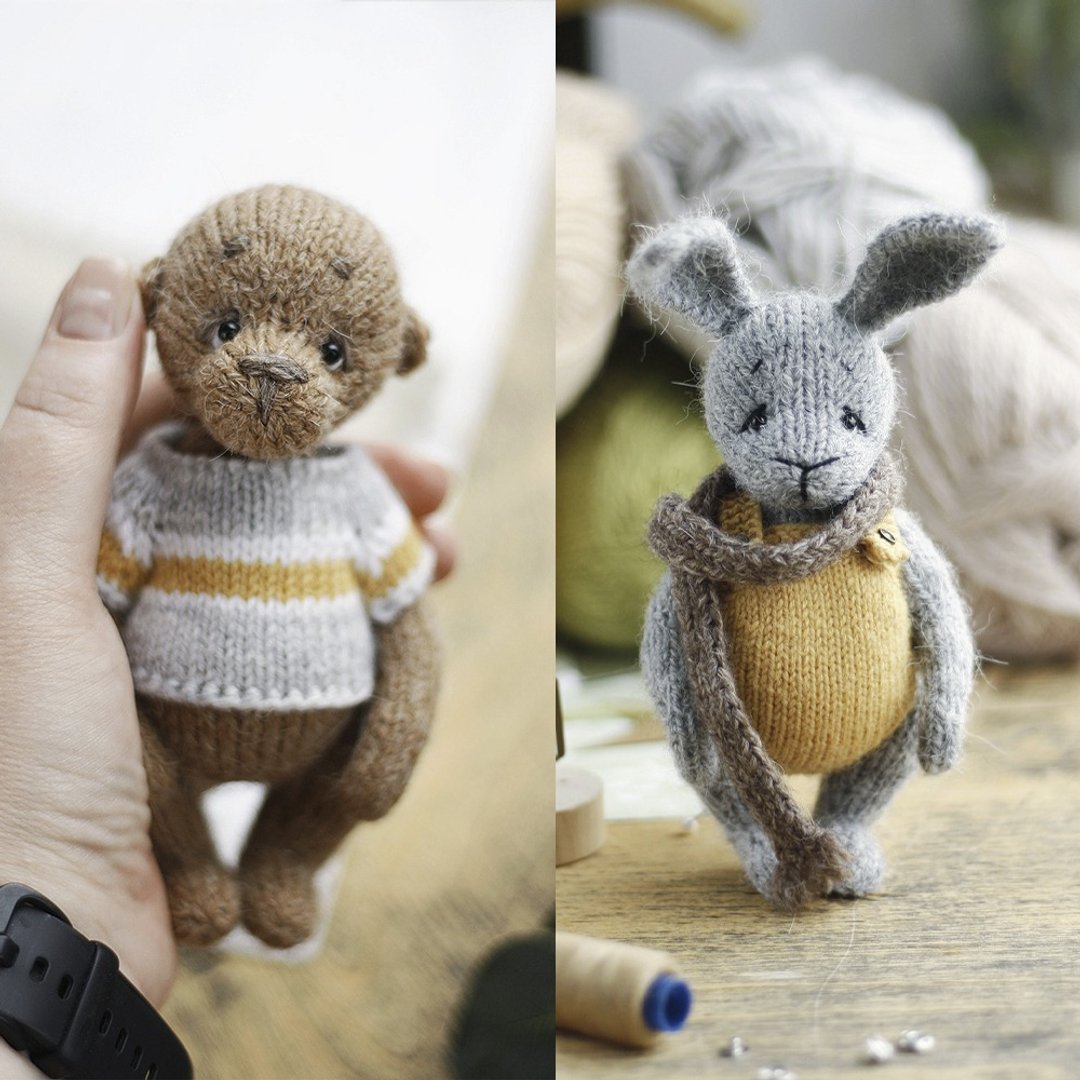 Pattern Knitting toy. Knitted bear. Knitted bunny. Cute amigurumi. - 手工艺教程/工具书 - 其他材质 