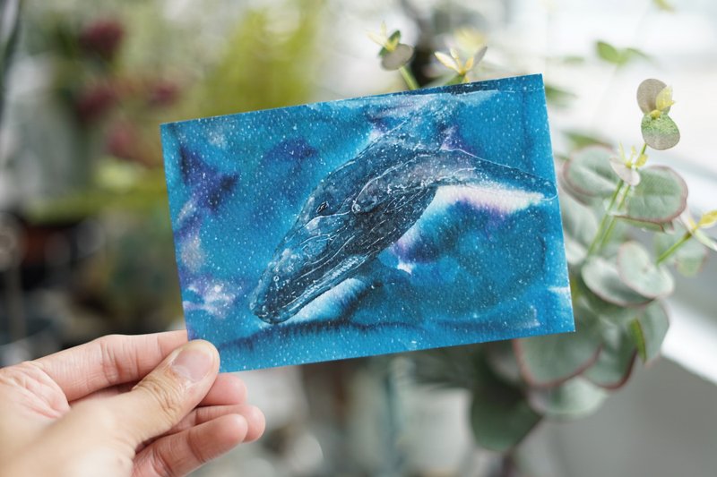 明信片 PC-AN-013 鲸鱼 - 卡片/明信片 - 纸 蓝色