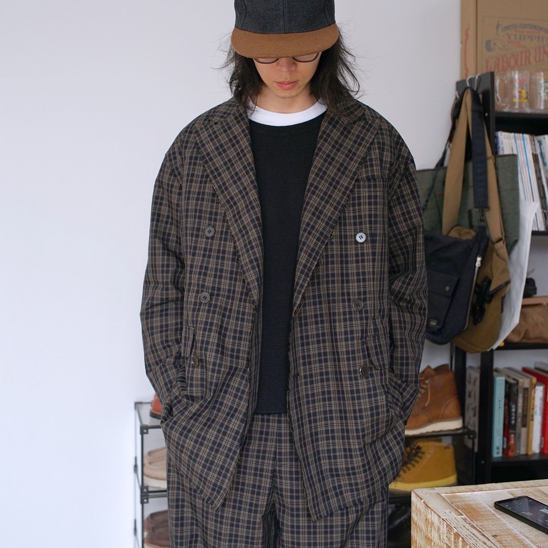PeakLapel DblBreasted Oversize手工毛边宽鬆廓形双排扣西装外套 - 男装外套 - 棉 黑色