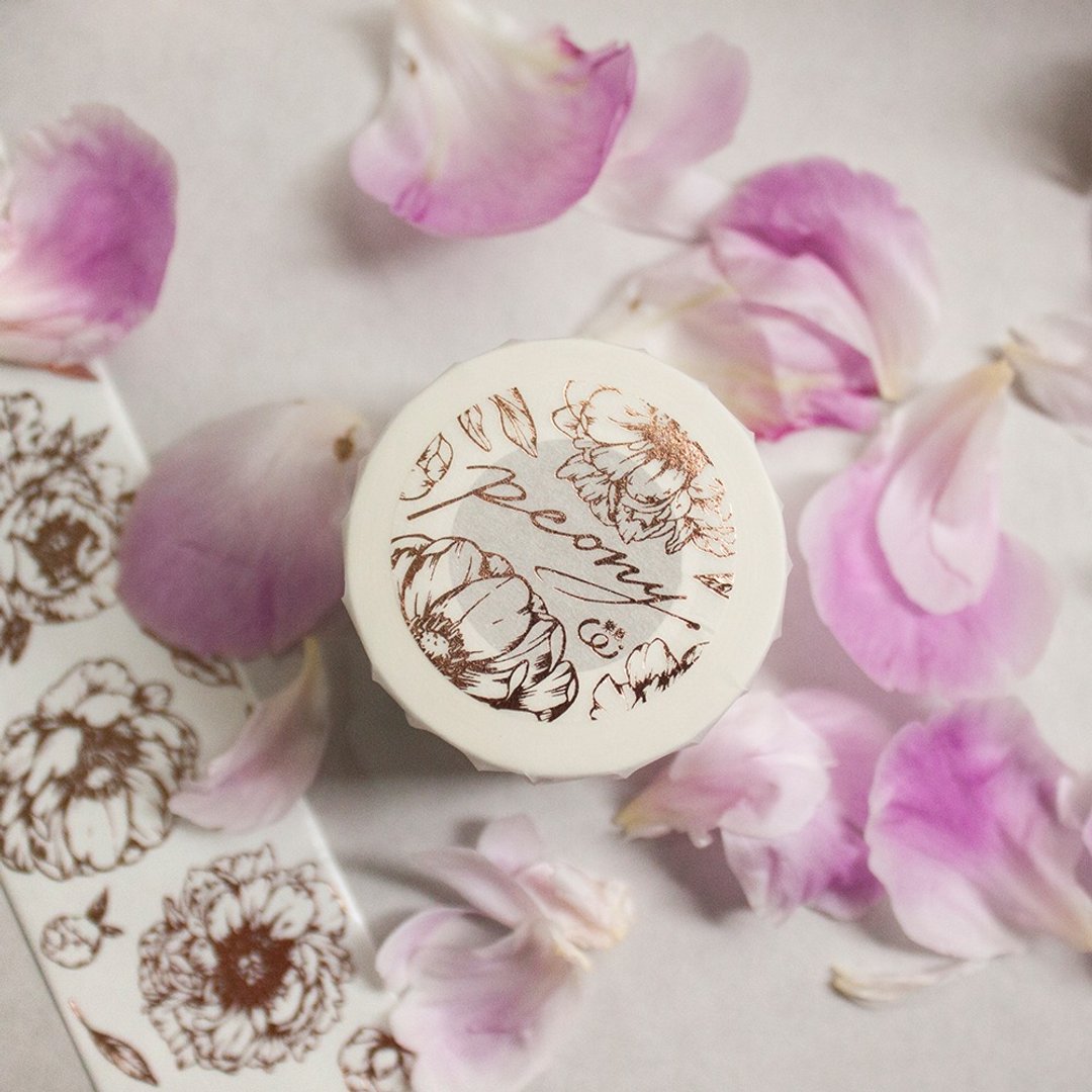 4cm玫瑰金纸胶带 - 牡丹 Peony - 自带离型纸 - 纸胶带 - 纸 粉红色