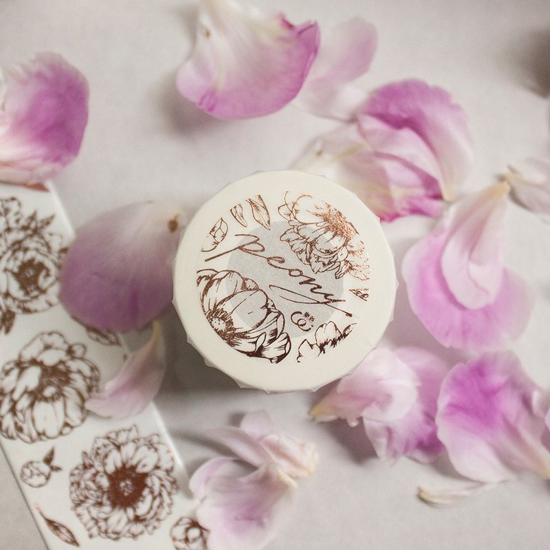 4cm玫瑰金纸胶带 - 牡丹 Peony - 自带离型纸 - 纸胶带 - 纸 粉红色