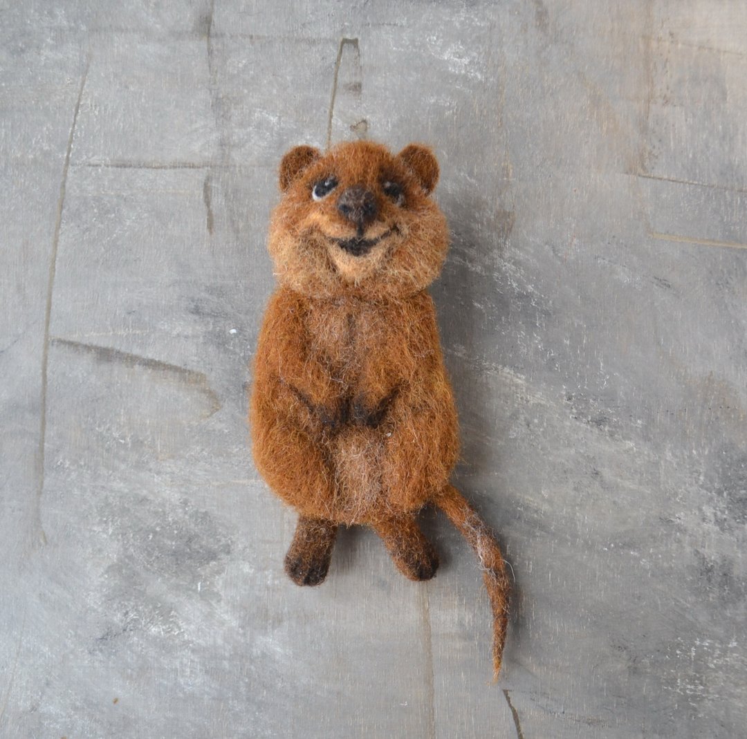 Quokka 针 针毡 quokka 复制品胸针 女士 羊毛 复制品 动物别针 - 胸针 - 羊毛 咖啡色