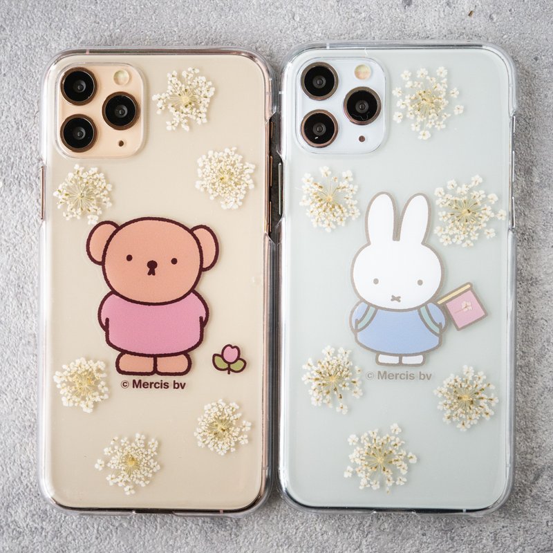 【Pinkoi x miffy】押花iPhone手机壳 两入组-米菲&波里斯熊 - 手机壳/手机套 - 树脂 透明
