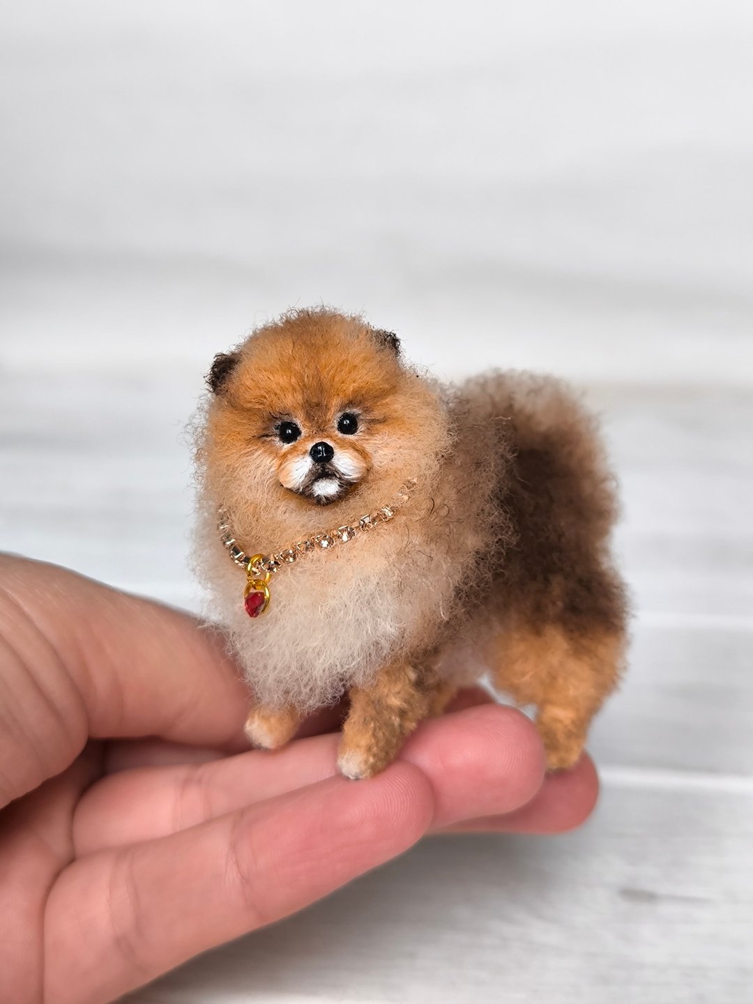 博美犬小狗 Felice - 玩偶/公仔 - 羊毛 咖啡色
