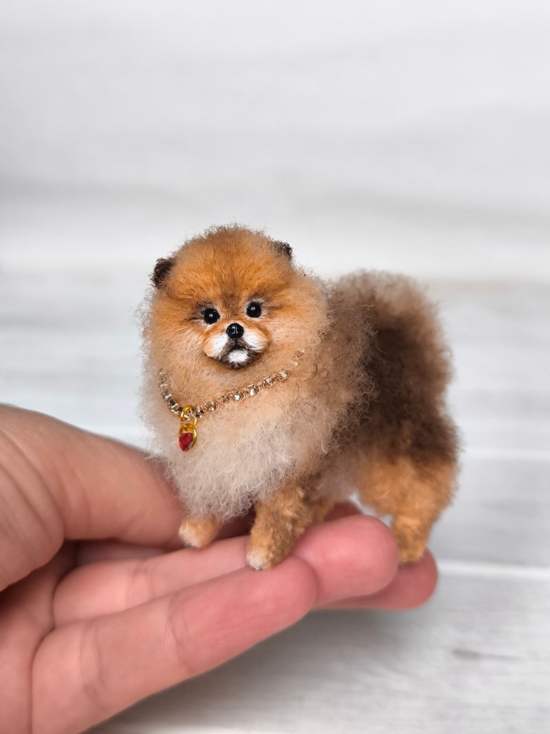 博美犬小狗 Felice - 玩偶/公仔 - 羊毛 咖啡色