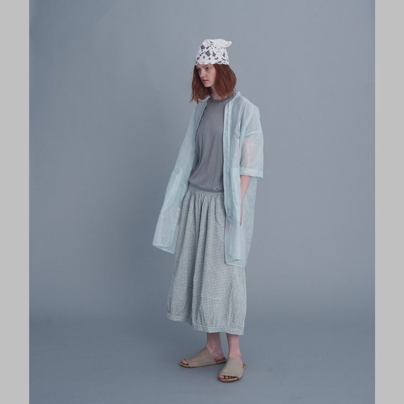 2301D03玻璃纸立体口袋长外套(绿色.白色) - 女装休闲/机能外套 - 尼龙 绿色