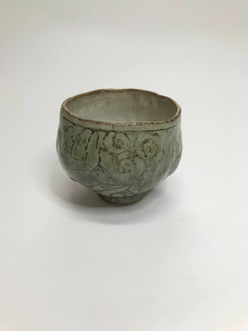 曾永鸿  灰釉刻花杯 - 茶具/茶杯 - 陶 