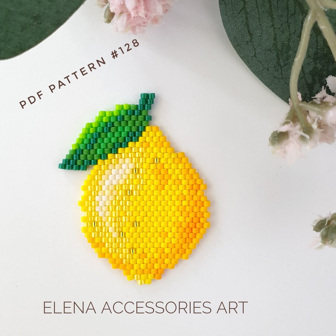 Beaded lemon brick stitch PDF pattern for miyuki delica 11/0 seed beads - 其他数码商品 - 其他材质 