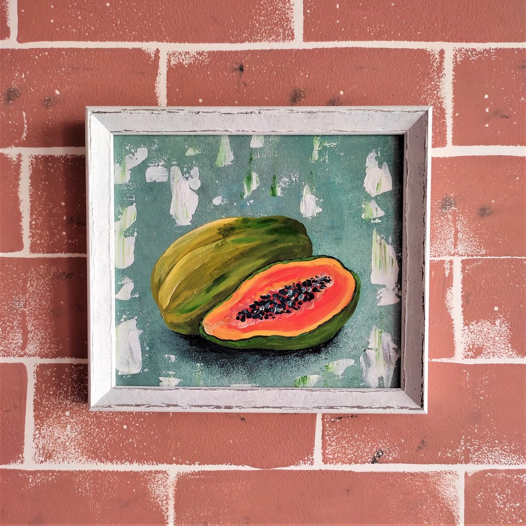 Fruit Painting Kitchen Wall Decoration Gift Hanging Painting with Papaya - 墙贴/壁贴 - 压克力 多色