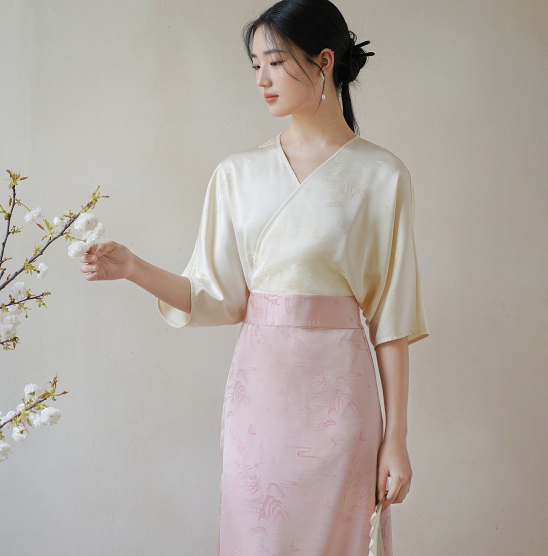 【白桃粉】新中式复古中国风 汉服連衣裙 - 洋装/连衣裙 - 聚酯纤维 粉红色