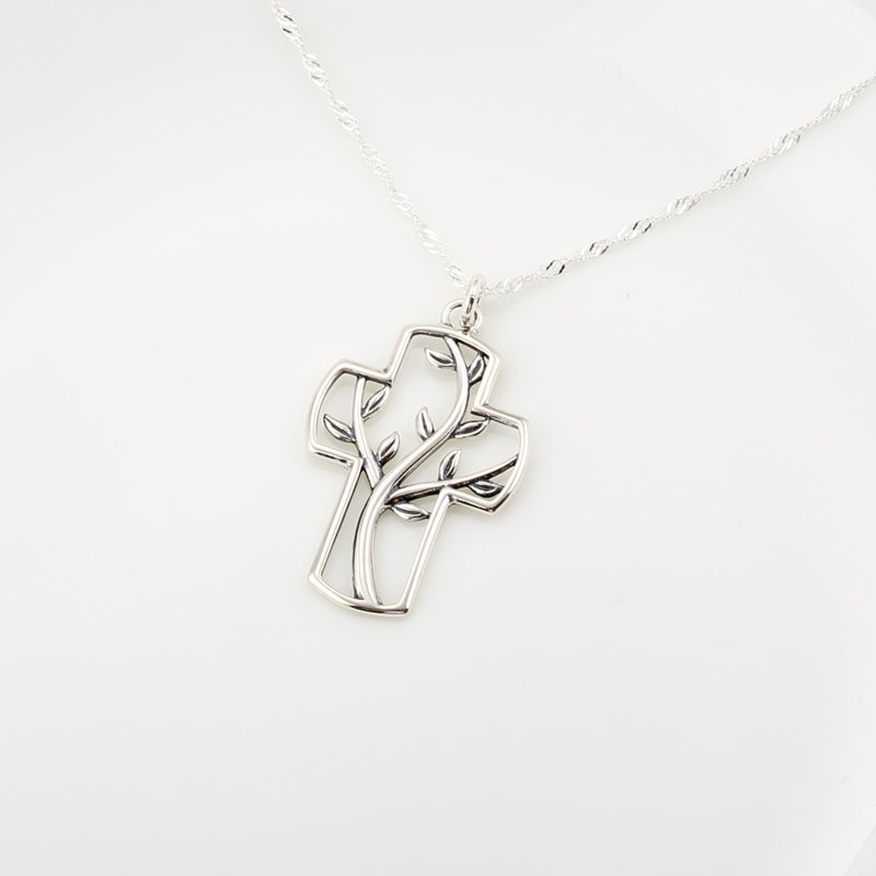 【Angel & Me】生命树 十字架 s925 纯银 项链 基督 圣诞节 礼物 - 项链 - 纯银 银色