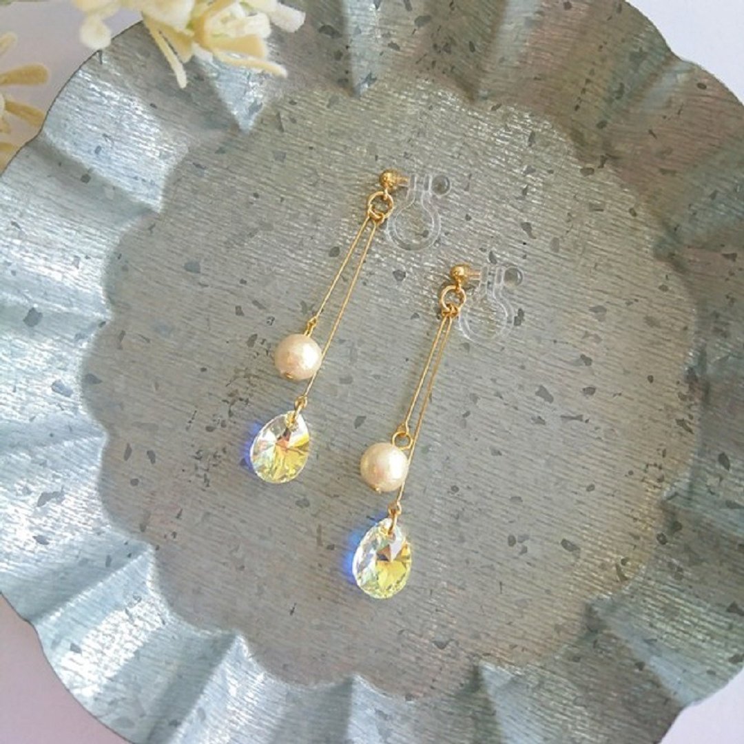 Swarovski drops - 耳环/耳夹 - 水晶 透明