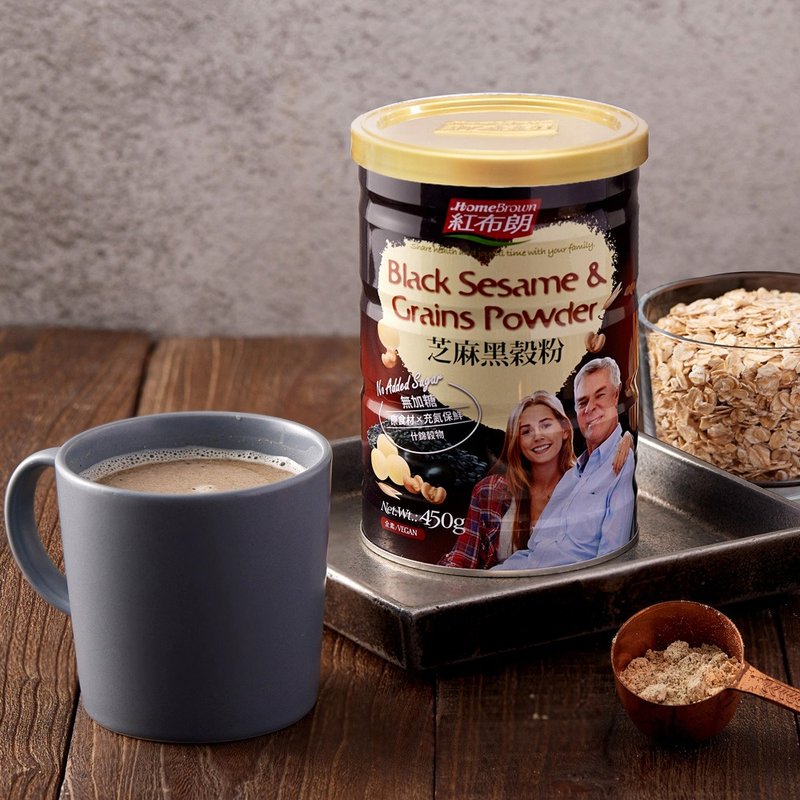 【红布朗】芝麻黑谷粉 (450g/罐)冲泡 - 谷物麦片 - 新鲜食材 黑色