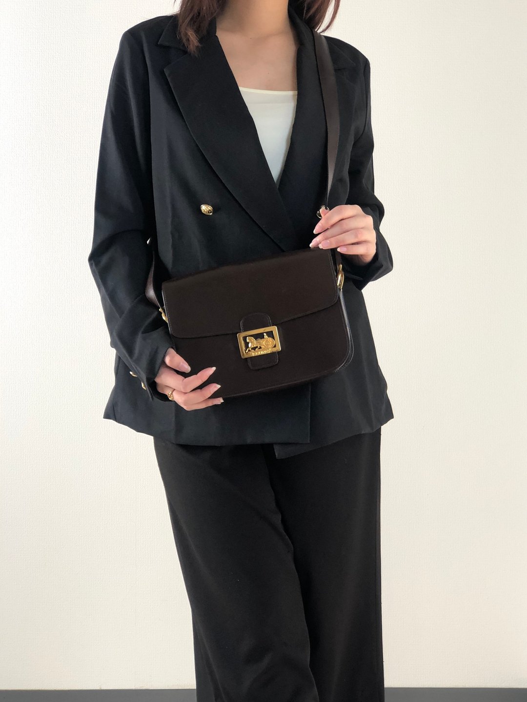 【日本直送，名牌包装】CELINE 单肩包棕马车皮革斜背包 复古 4d6x6x - 侧背包/斜挎包 - 真皮 咖啡色