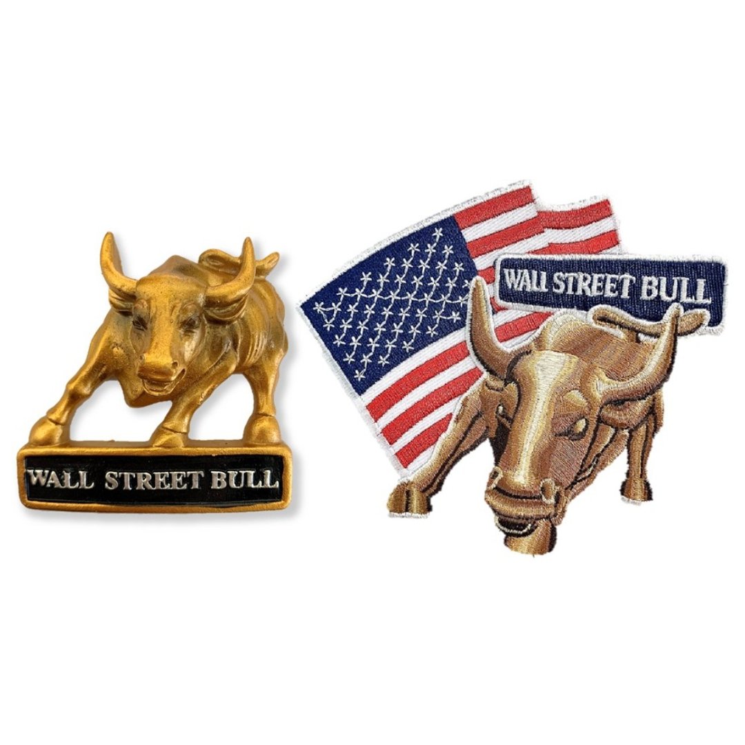 纽约华尔街铜牛Wall Street Bull冰箱磁铁+华尔街铜牛布标【2件组 - 冰箱贴/磁贴 - 橡胶 多色