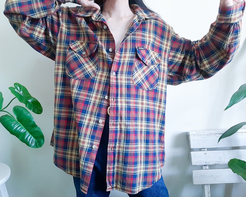 OshKosh B'Gosh 棉质格子衬衫 黄色 海军蓝 棕色 红色 夹克 - 男装衬衫 - 棉．麻 多色