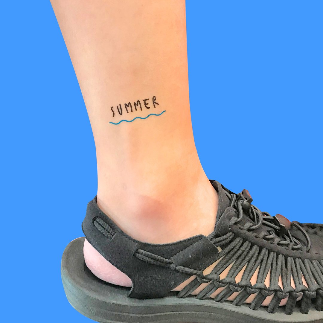 刺青纹身贴纸 - SUMMER 夏天 Surprise Tattoos 2入 - 纹身贴 - 纸 蓝色