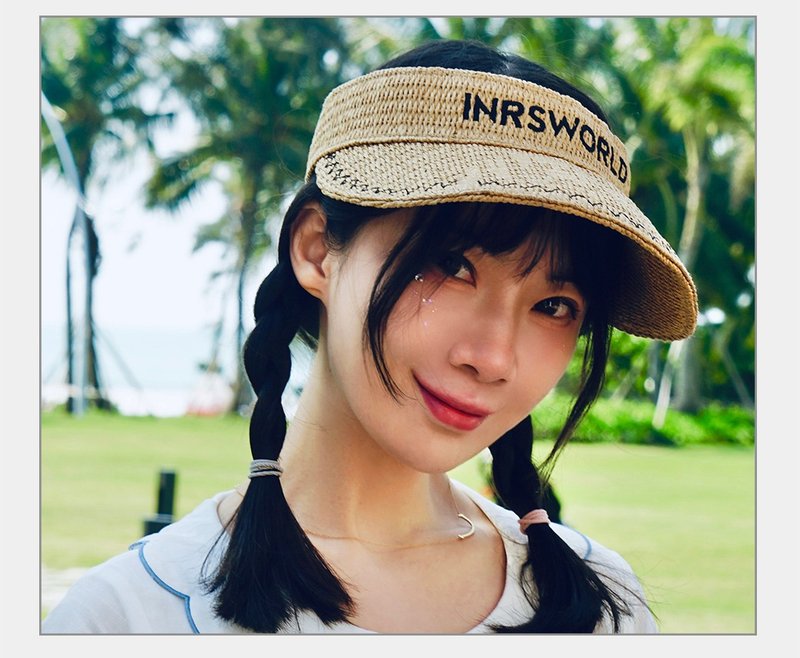 【INRSWORLD】草帽空顶帽 遮阳帽 编织帽【春天来了】 - 帽子 - 棉．麻 卡其色