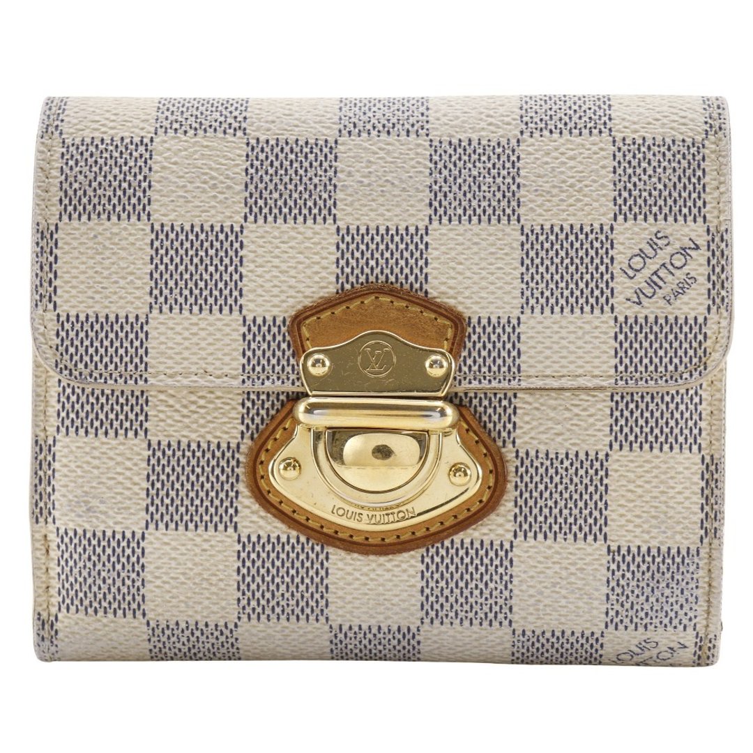 【日本直送】LOUIS VUITTON 路易威登 经典款 Joy 短夹 N60030 Damier Azur 帆布 女仕款【二手】 - 皮夹/钱包 - 人造皮革 白色