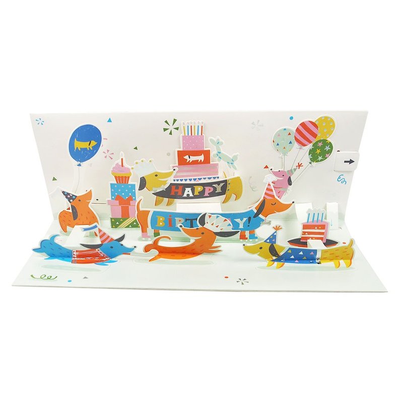 音效立体卡-腊肠开派对【Up With Paper-立体卡片 生日祝福】 - 卡片/明信片 - 纸 橘色