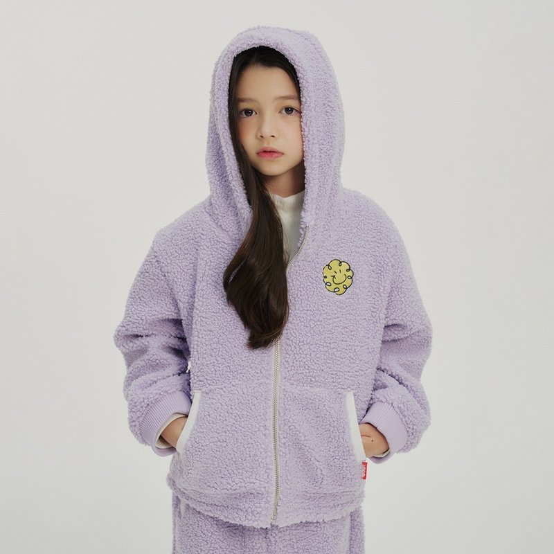 迷人的羊毛拉链紫色 - 童装外套 - 棉．麻 紫色