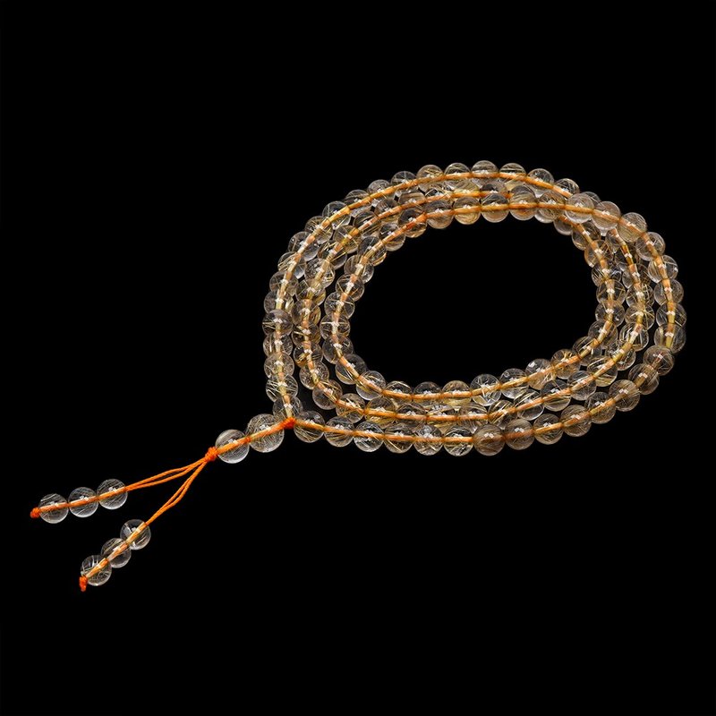 【正佳珠宝】金钛晶 经典金透 6-6.5mm 招财转运珠 108颗念珠 - 手链/手环 - 半宝石 多色