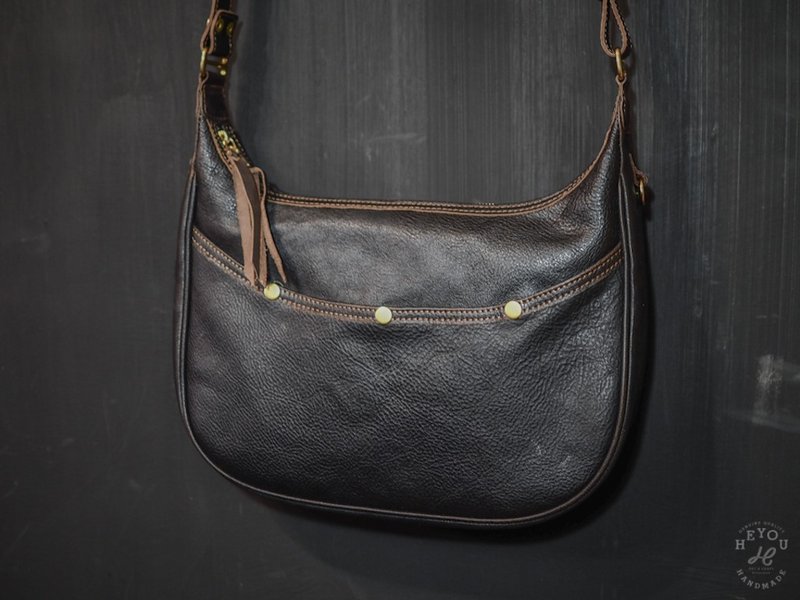 Easy Hobo Bag 随身包 - 全植鞣革茶芯黑 - 侧背包/斜挎包 - 真皮 黑色