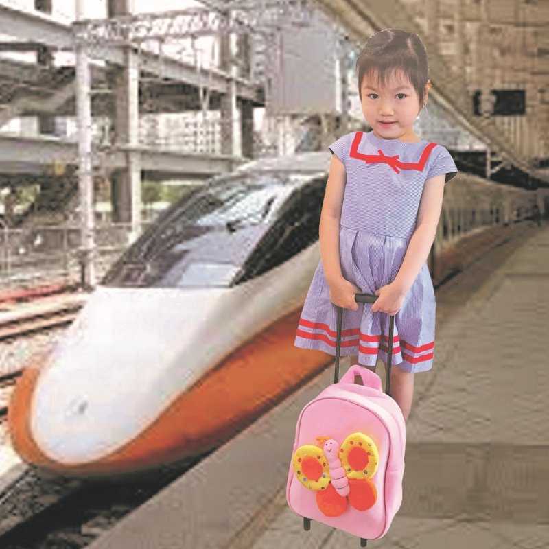 【圣诞新年礼物】背包3D蝴蝶可拆卸拉杆背包 - 背包/袋子 - 聚酯纤维 粉红色