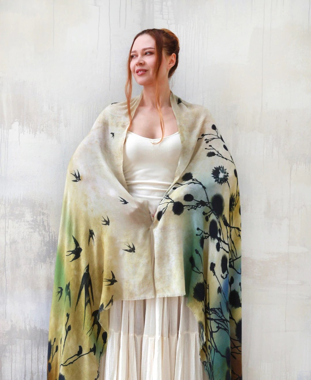 SWALLOWS SHAWL - 丝巾 - 棉．麻 