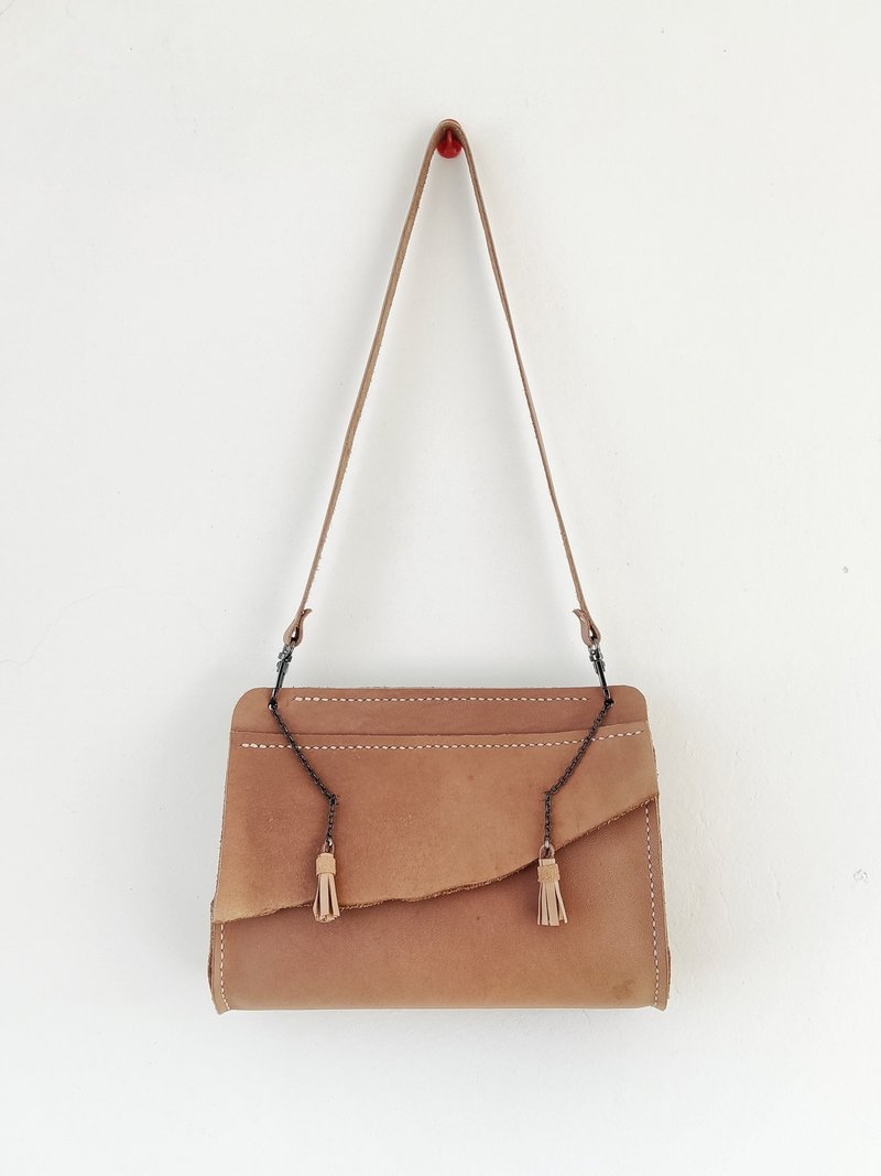 自然边缘手工流苏链包 - 侧背包/斜挎包 - 真皮 