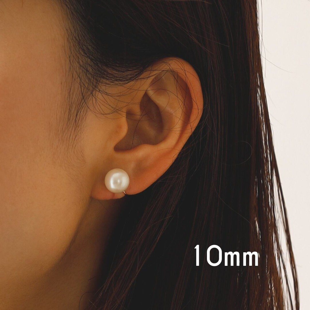 kiska pearl ─10mm 珍珠回旋式耳夹 - 耳环/耳夹 - 其他金属 金色