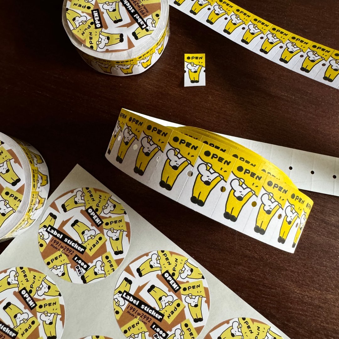 OPEN!//Label sticker - 贴纸 - 纸 白色