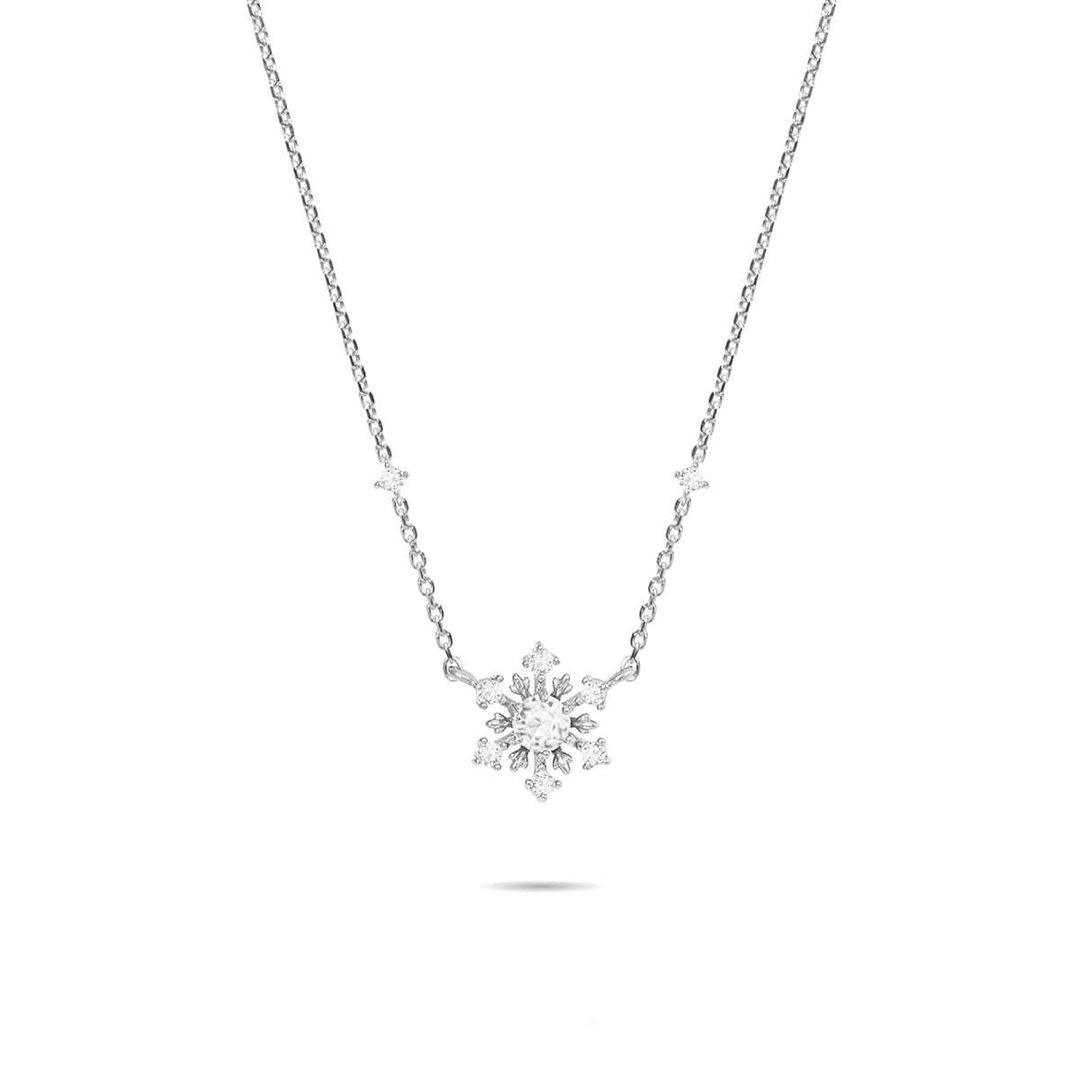 L'amour 闪烁雪花项链 (白金色) - 项链 - 纯银 